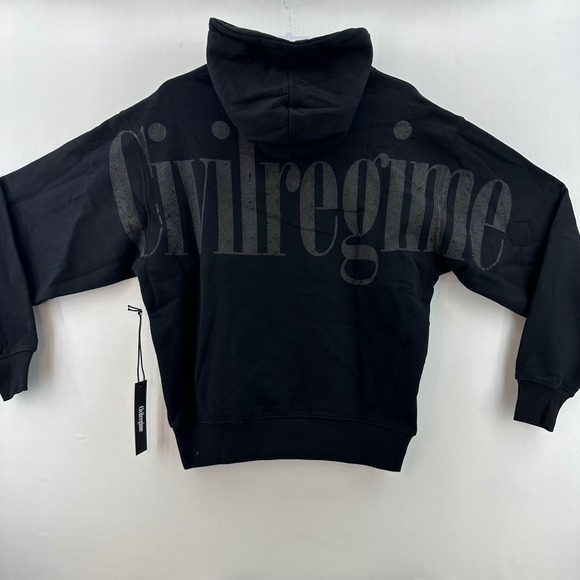 Civil Regime Hoodie Black Flame Rose Graphic Oversized Pullover Sz M NWT - Picture 2 of 10